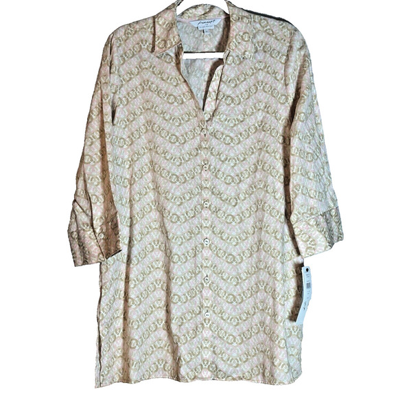 Foxcroft Womens Sz 14 Heritage Non-Iron 100% Cotton Pamela Chevron 3/4 Sleeve - Picture 1 of 11